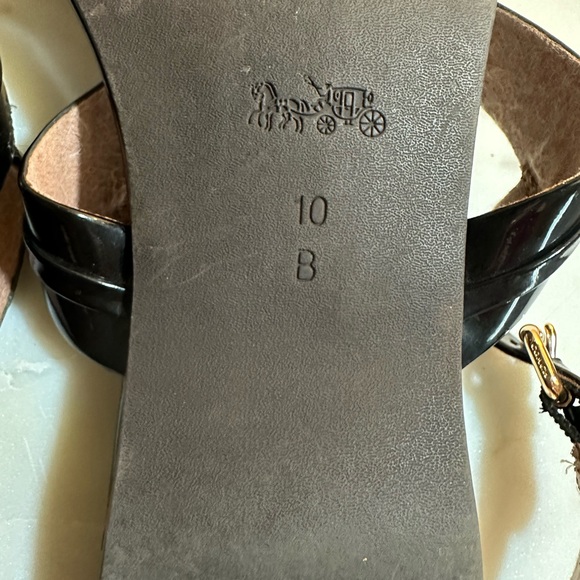 COACH black patent leather chain sandals🔥10M - Picture 11 of 12